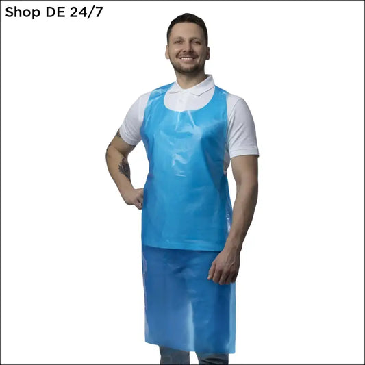 Blaue nitras pe-schürzen aus 55 μ pe in praktischem design für zuverlässigen schutz in professionellen umgebungen