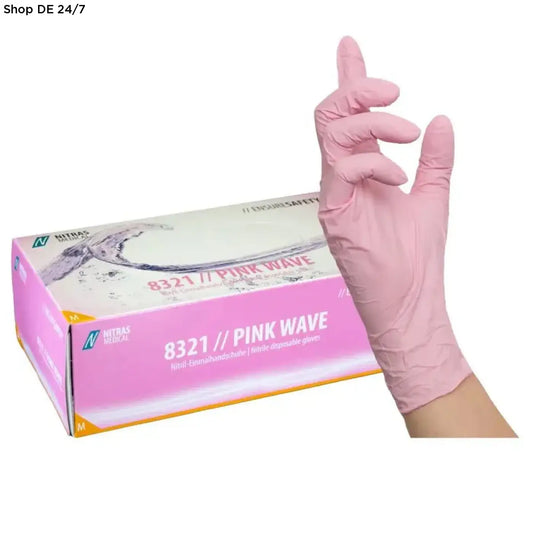 Pink nitrilhandschuh nitras pink wave mit mikrogeraute fingerspitzen im 1000-stück pack für den einmalgebrauch