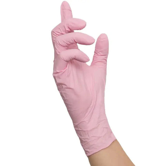 Pink wave handschuhe aus nitras pink wave nitril mit mikrogeraute fingerspitzen für sicheren griff am handrücken