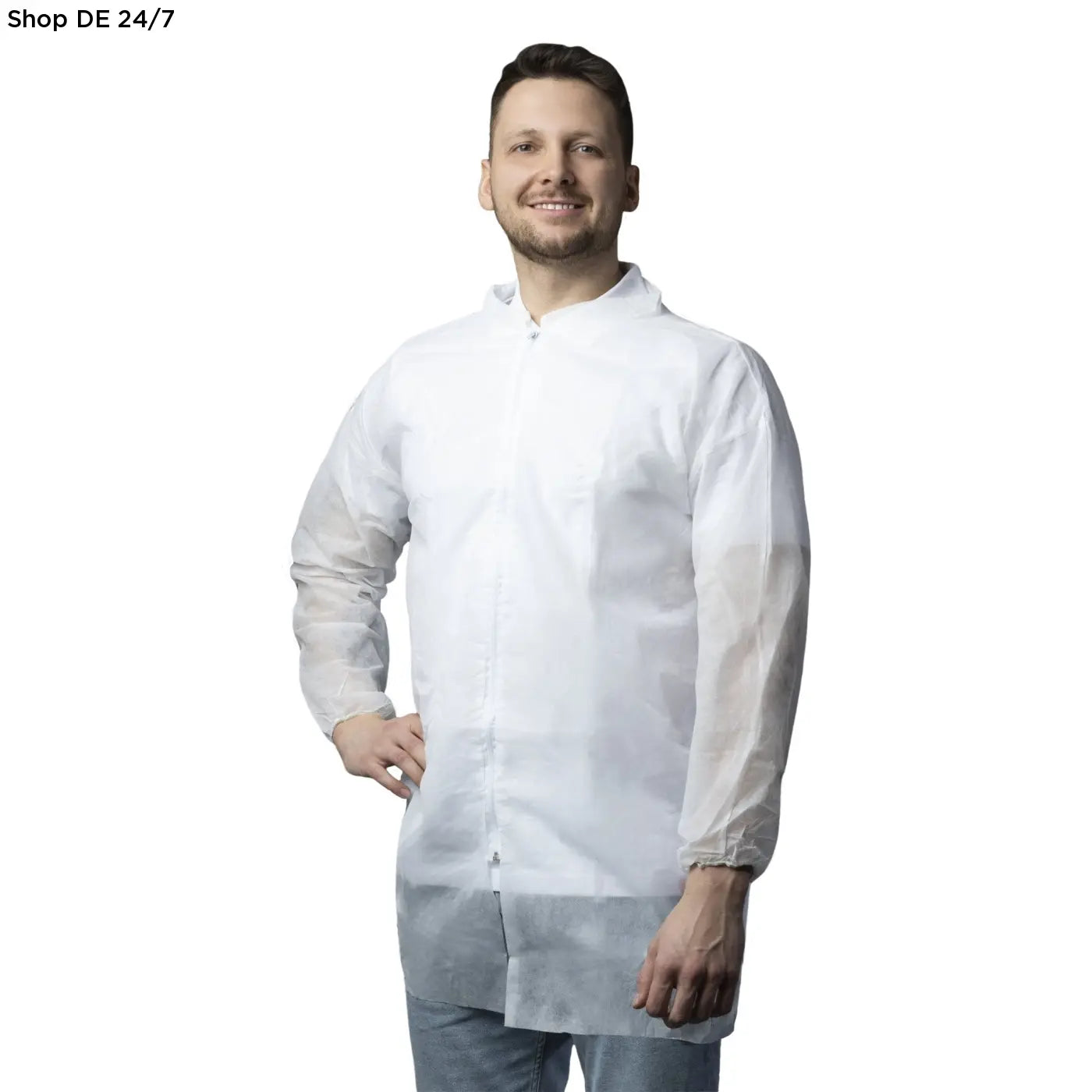 Weißer nitras pp-besuchermantel aus pp material in 2xl für hygienische standards in medizinischeinrichtungen