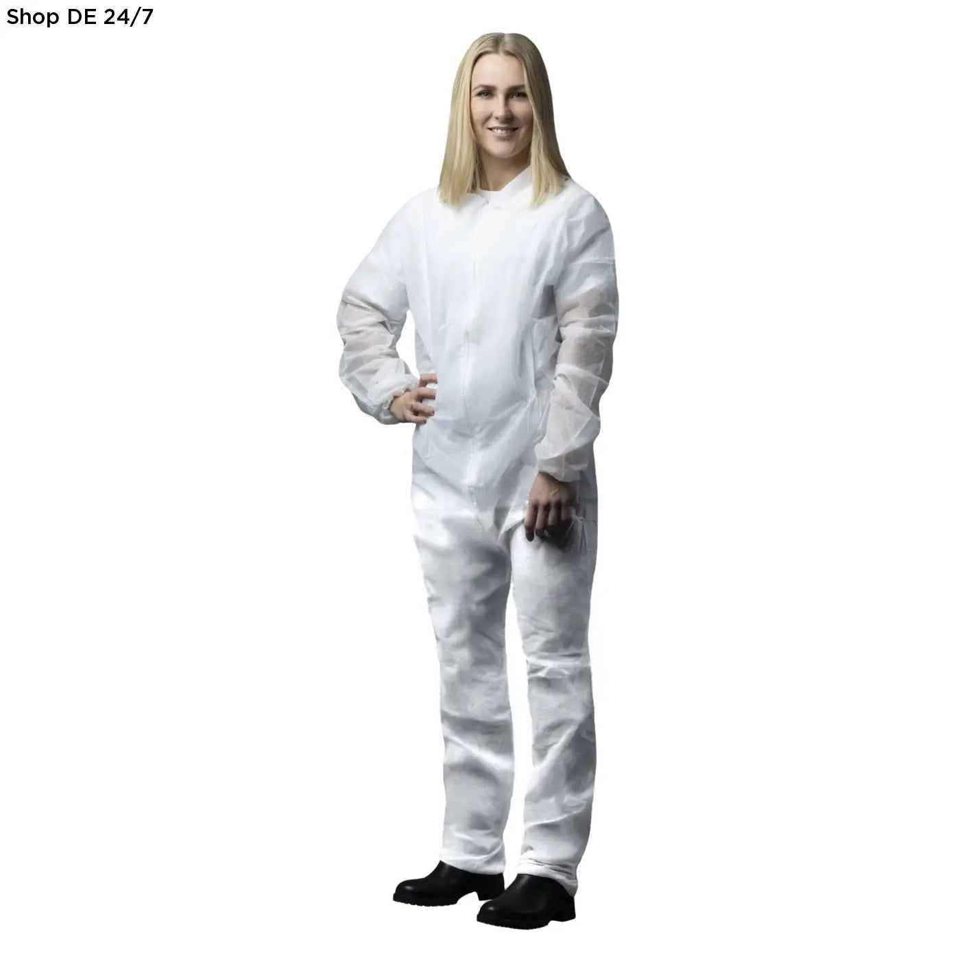 Weißes nitras pp-overall mit hochwertigem material und praktischem design für zuverlässigen schutz in professionellen anwendungen