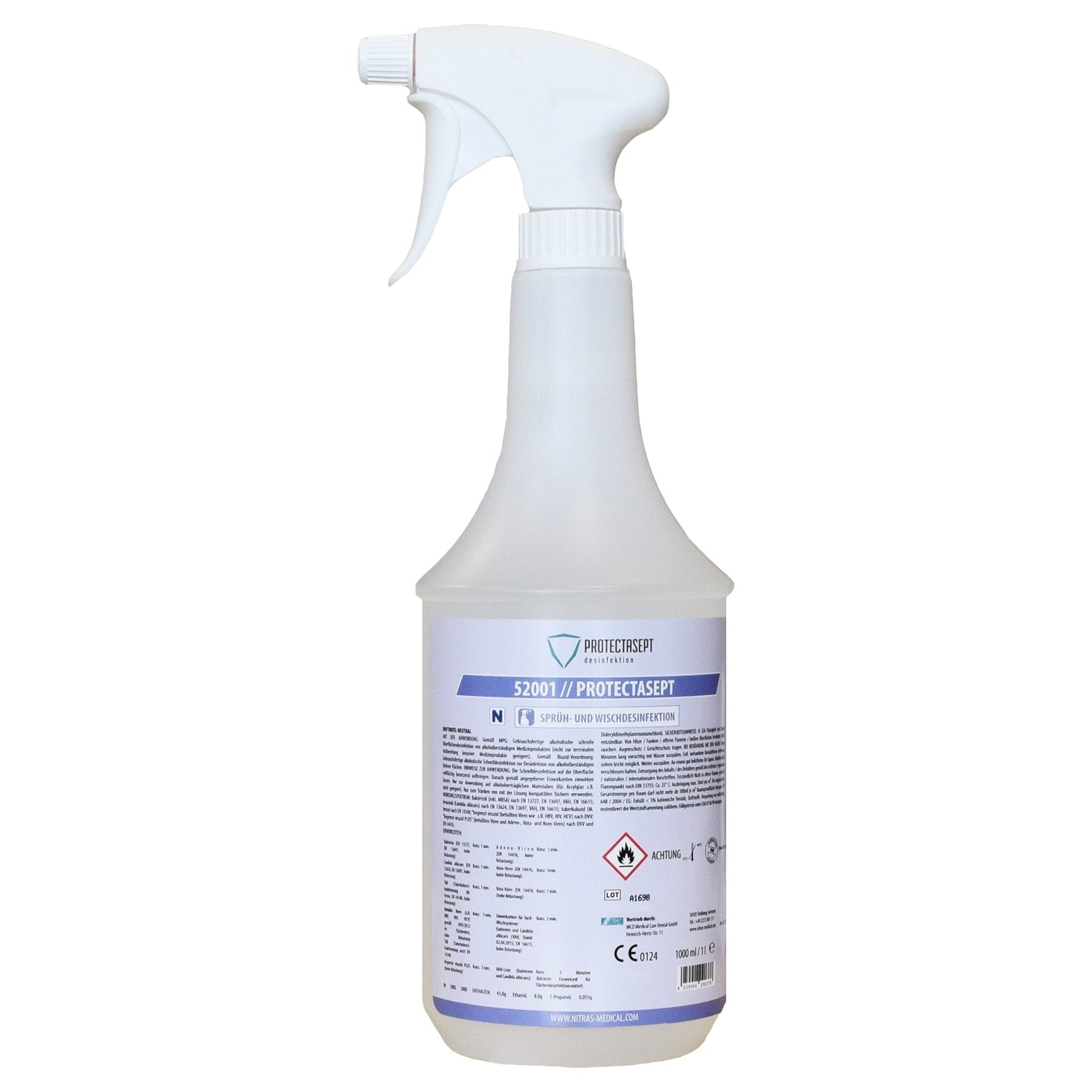 PROTECTASEPT SF, Flächendesinfektion Sprüh - / Wischdesinfektion, neutral, 10 x 1 Liter - Shop DE 24/7NITRAS10 StückNITRAS PROTECTASEPT SF, Sprüh - / Wischdesinfektion, neutral, 1.000 ml, Sprühflasche - Shop DE 24/7NITRASNITRAS PROTECTASEPT SF, Sprüh - / Wischdesinfektion, neutral, 1.000 ml, Sprühflasche