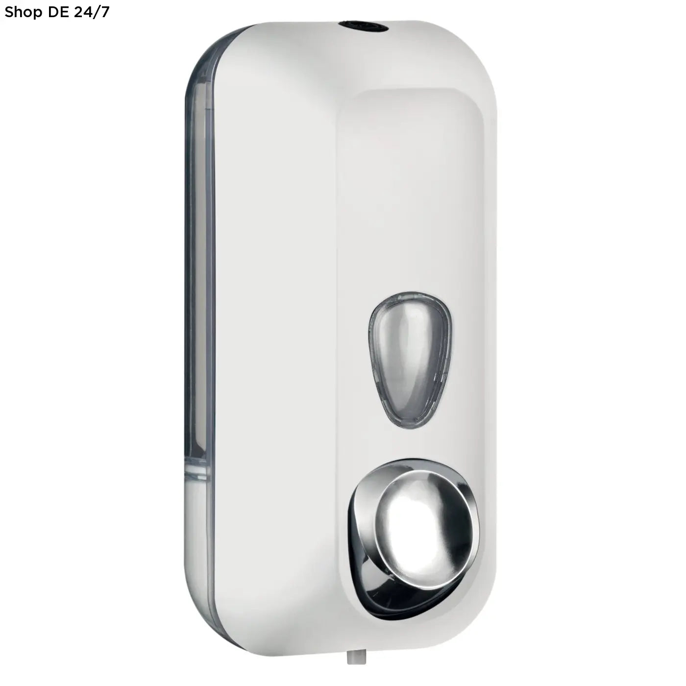 Weiß weißer wandmontierter seifenspender soft touch mit chrom-finish push-tasten für stilvolle hygiene und einfache befüllung