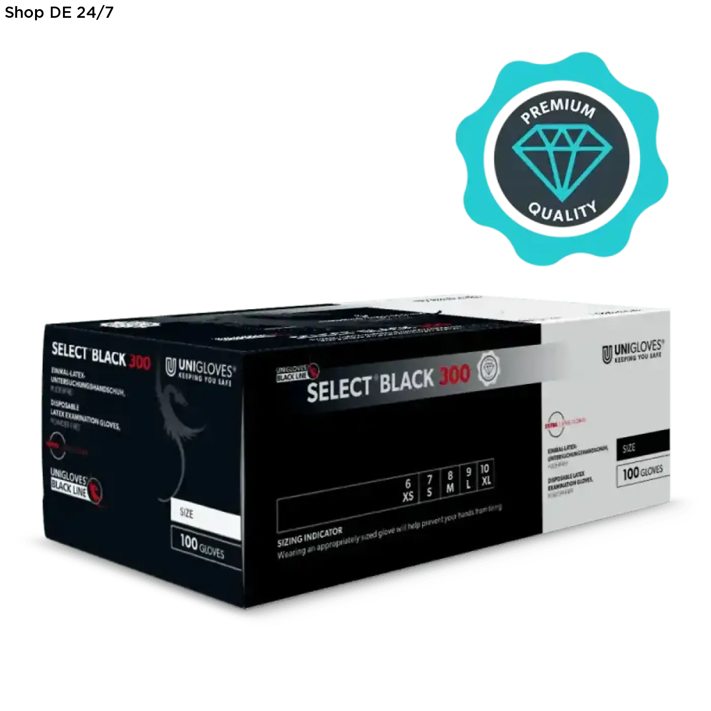 Black and white box of unigloves select black 300 disposable latex einmalhandschuhe kaufen with 100 gloves