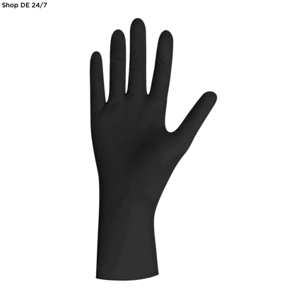 Elegante select black latexhandschuhe in schwarzem, glänzend glattem latex mit natürlicher handform zum latexhandschuhe kaufen
