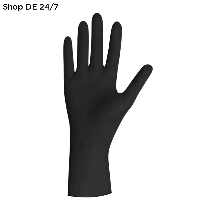 Select black latexhandschuhe mit glatter glänzender oberfläche und natürlicher handform in elegantem schwarz