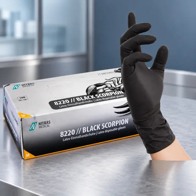 Latex Einmalhandschuhe BLACK SCORPION: Ultimativer Schutz mit Stil 1000 Stück