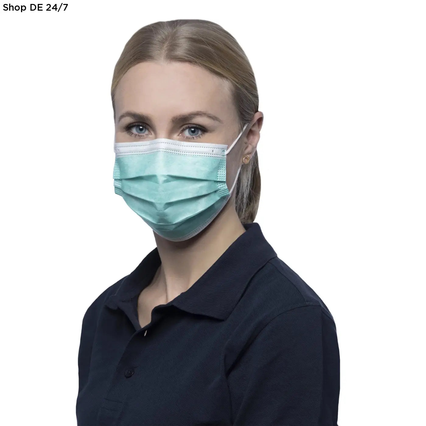 Leichte grüne nitras soft protect medizinische gesichtsmaske mit weißem rand und elastischen ohrschlaufen für effektive filtration